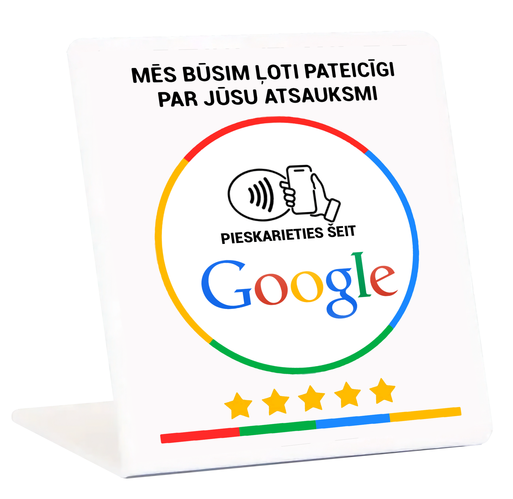 NFC and QR code Google review stand