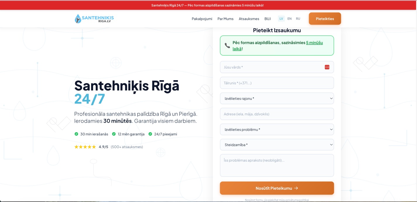 Plumber Riga website