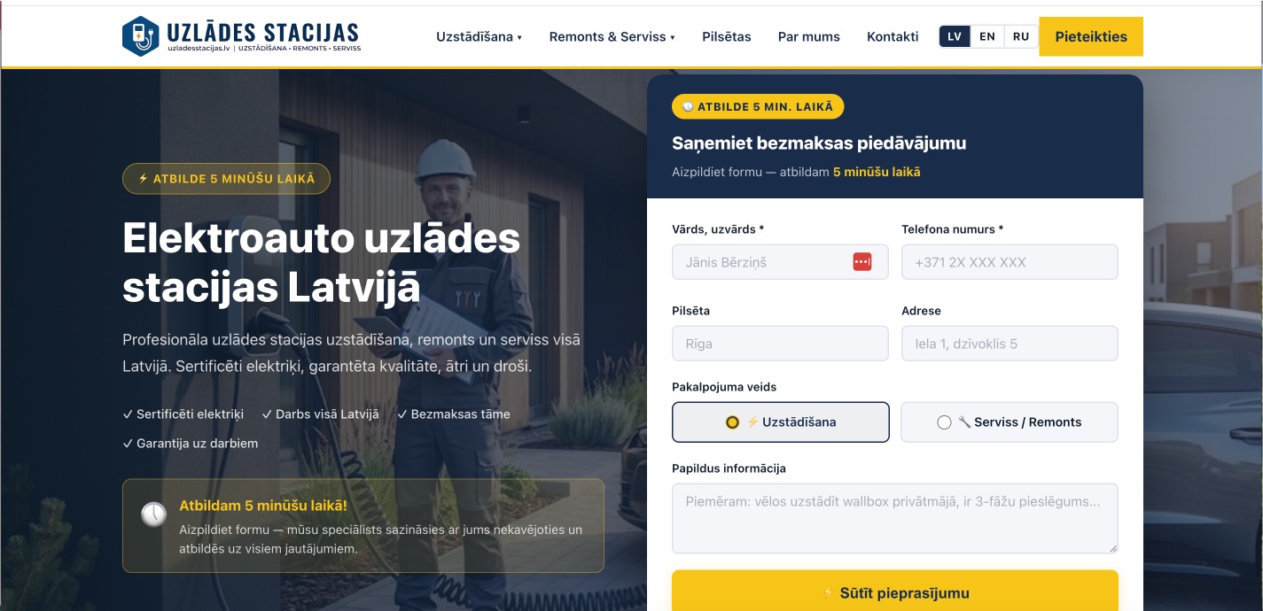 EV charging stations Latvia website
